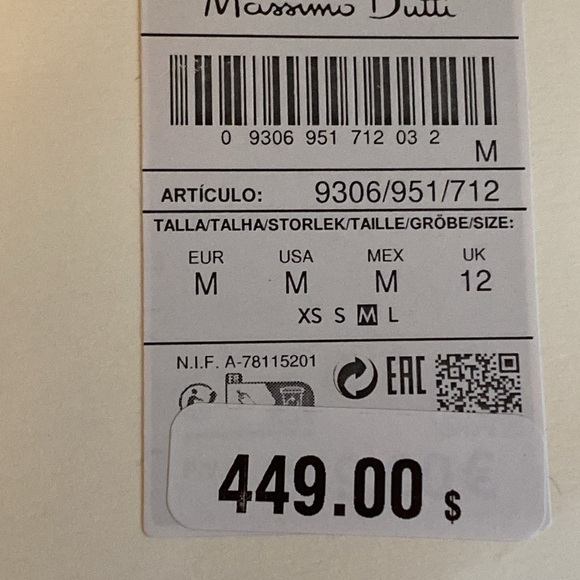 NWT Massimo Dutti Studio Off White Leather Midi Skirt with Front Slit Size M. - Picture 9 of 12